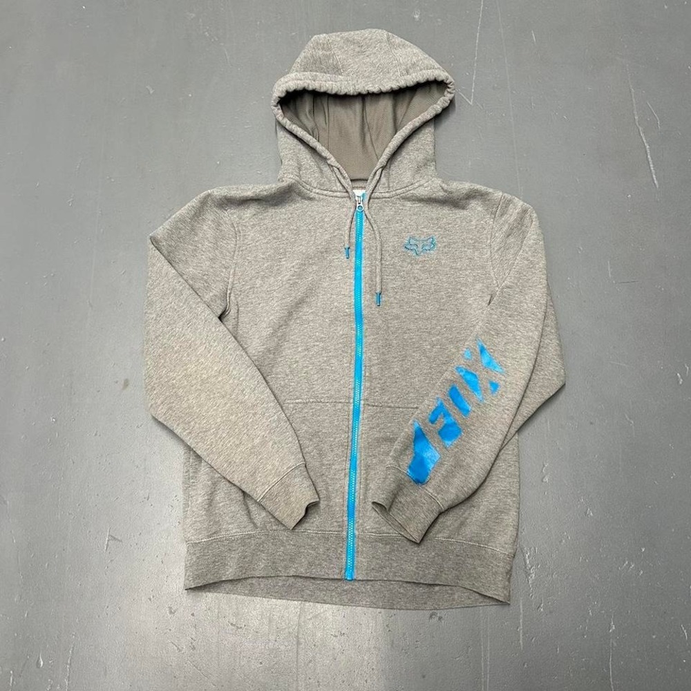 Vintage y2k grey Fox racing graphic zip up hoodie